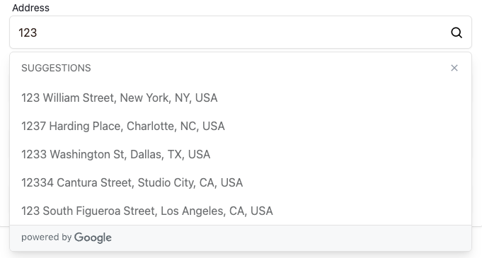 Google Address Suggestions